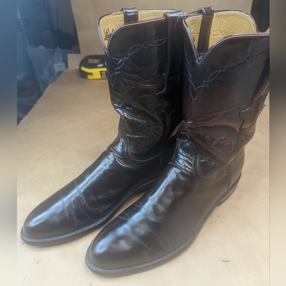 Lucchese Classics men's size 10.5B black cherry leather classic Western cowboy b - Picture 3 of 12